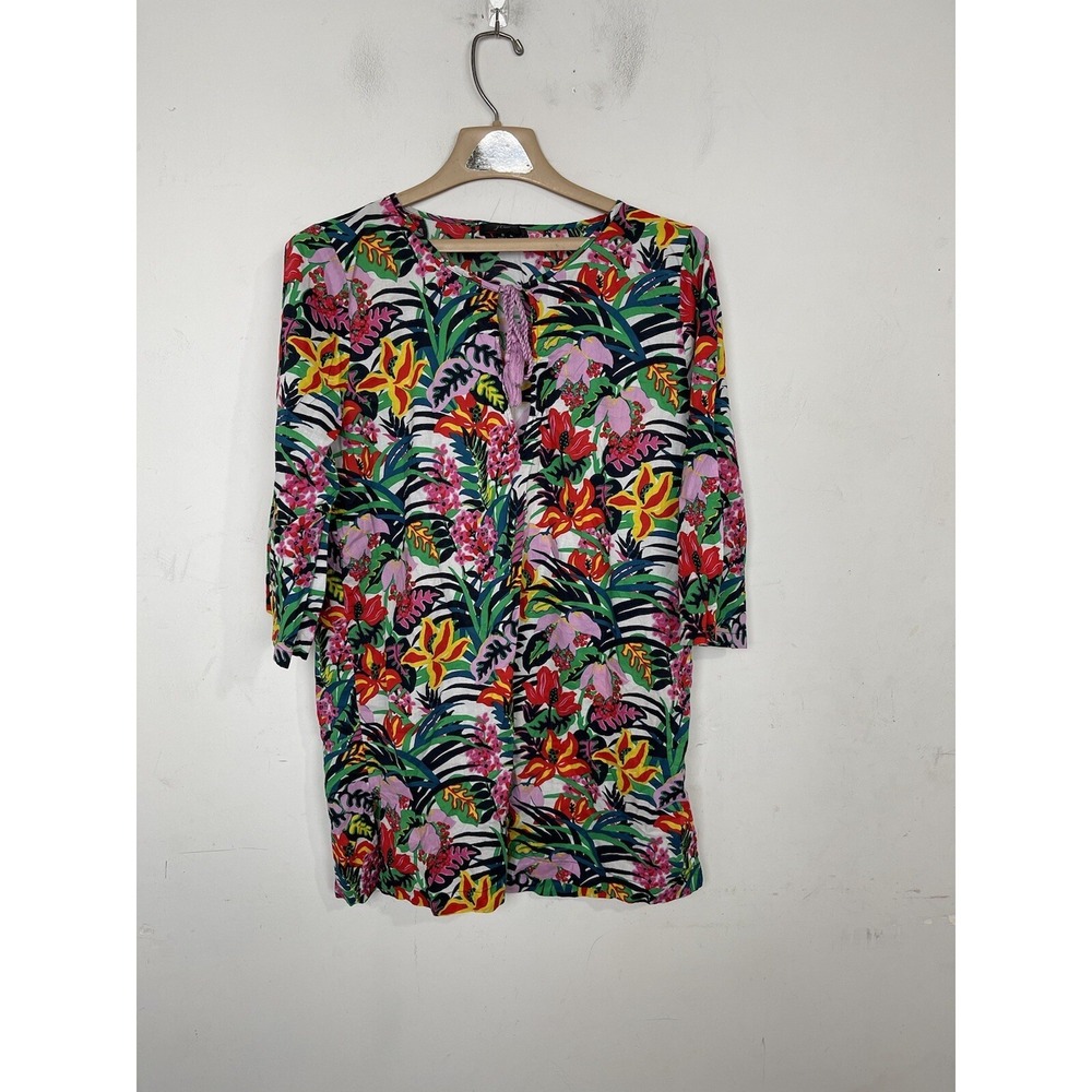 J Crew Womens‎ Shirt Small Tropical Floral Coverup Preppy Beachy Beach Travel